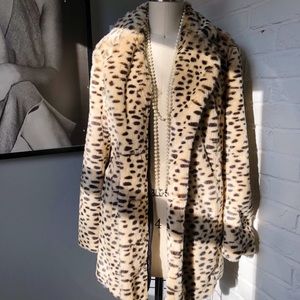 Leopard Print Faux Fur Coat